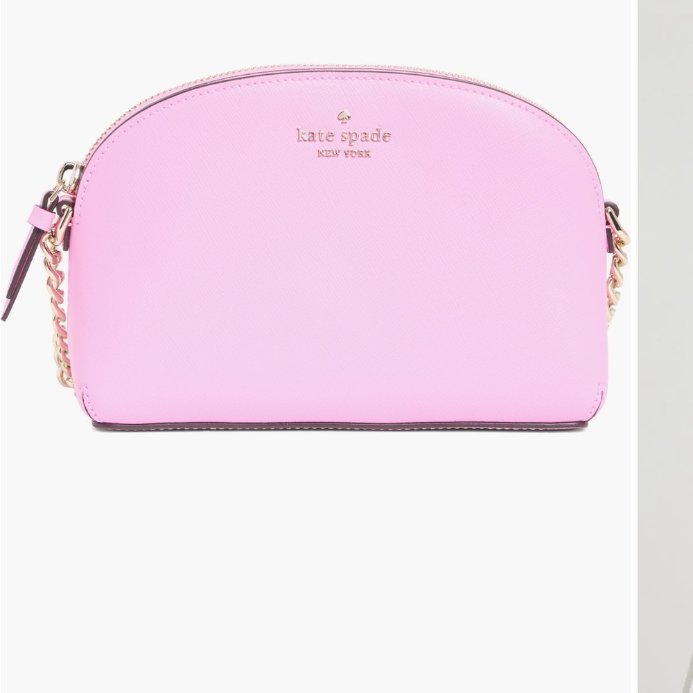 Kate Spade Pink Saffiano Leather Dome Crossbody Bag Gold Chain